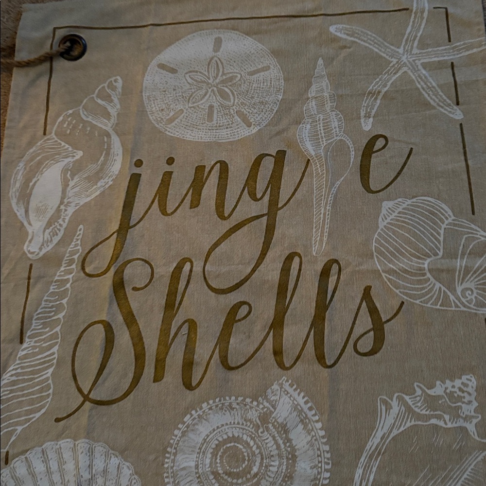 Large Jingle Shells Burlap Flag - Picture 2 of 4